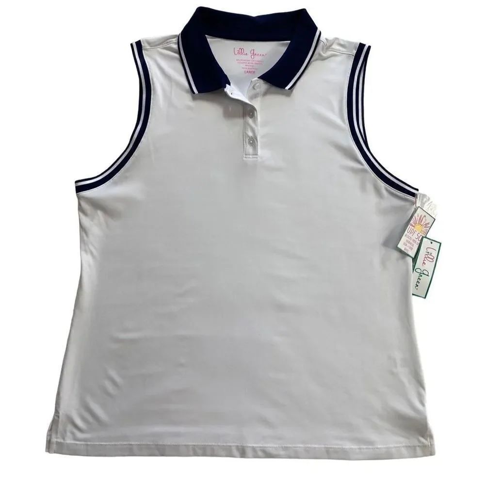 LILLIE GREEN WOMEN’S LARGE Rib Trim Sleeveless Polo Shirt